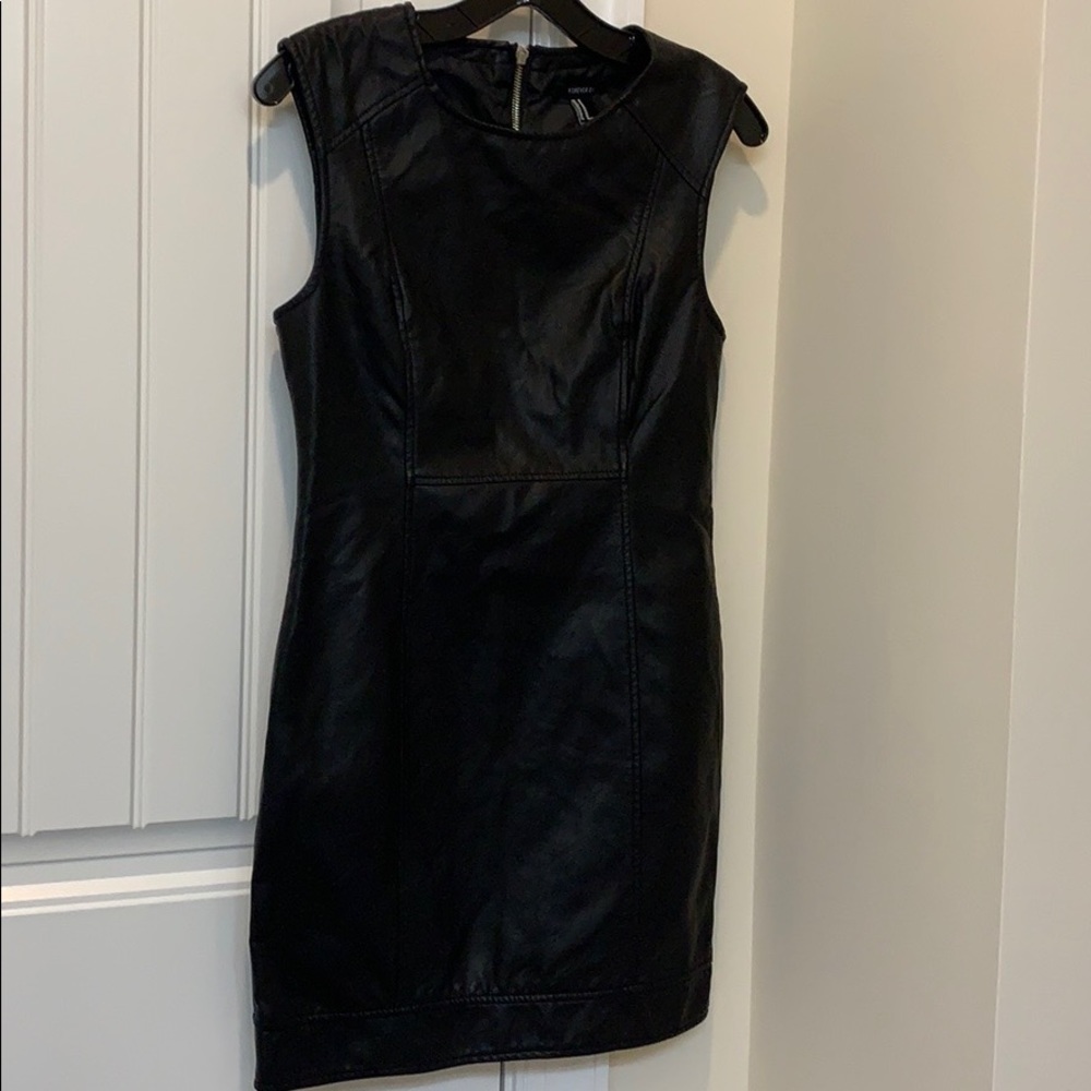 BEAUTIFUL FOREVER21 BLACK FAUX LEATHER DRESS